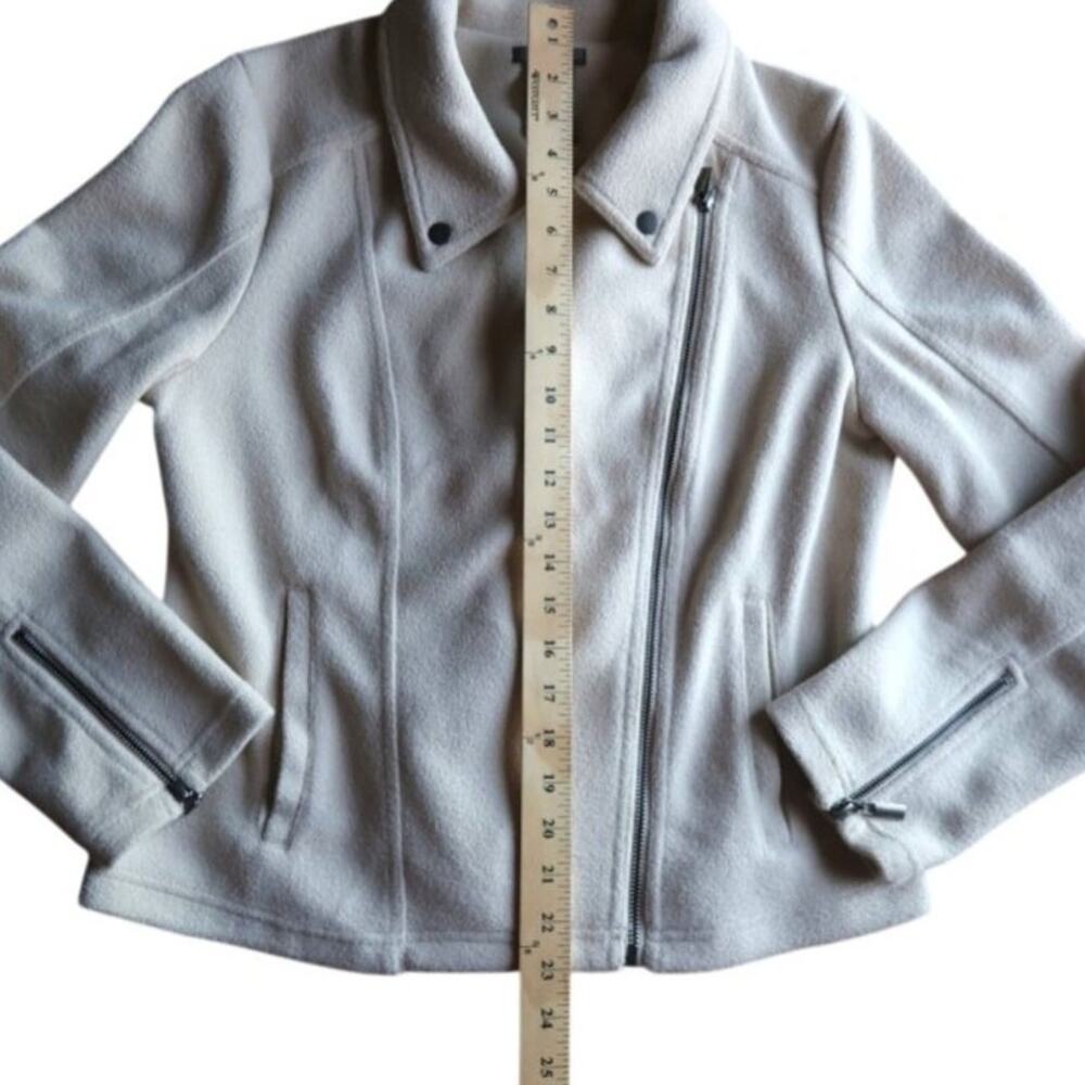 Matty M Soft Moto Jacket Cream Beige Zip Front Size L Minimalist Clean Girl EUC - Picture 10 of 13